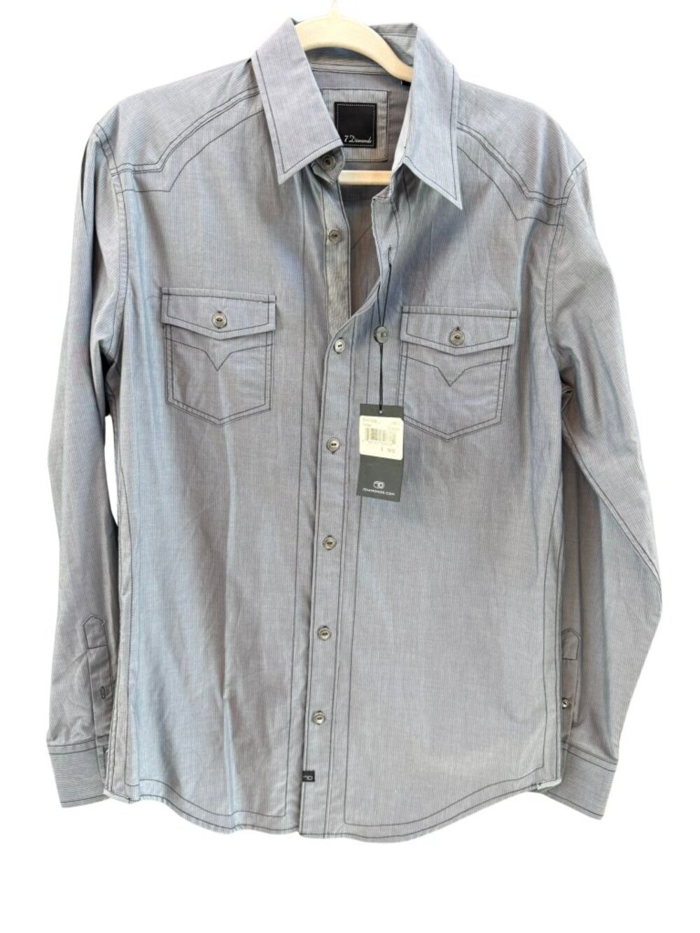 NWT 7 Diamonds The Wave Charcoal Pinstripe Western Shirt M
